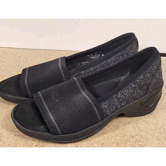 Bzees Kudos Slip On Open Toe Women’s Black Shoes Stretch Band  Women’s Size 7.5M - Picture 1 of 11